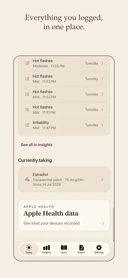 Orla's home screen, showing today's log.